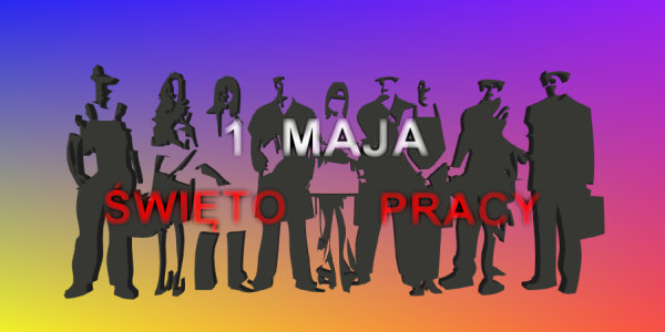 Plakat z ludźmi 1 Maja